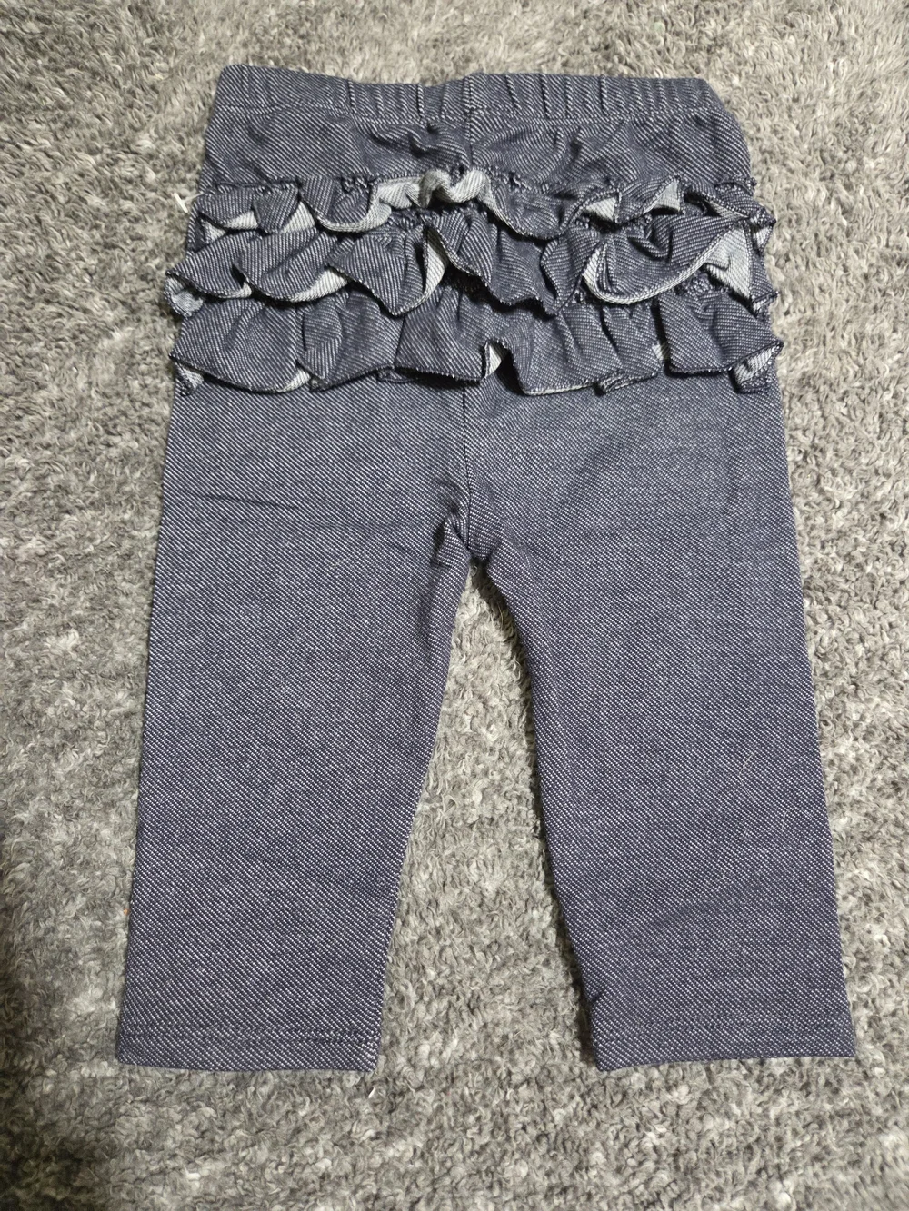 Toddler Navy Blue Knit Ruffle Leggings